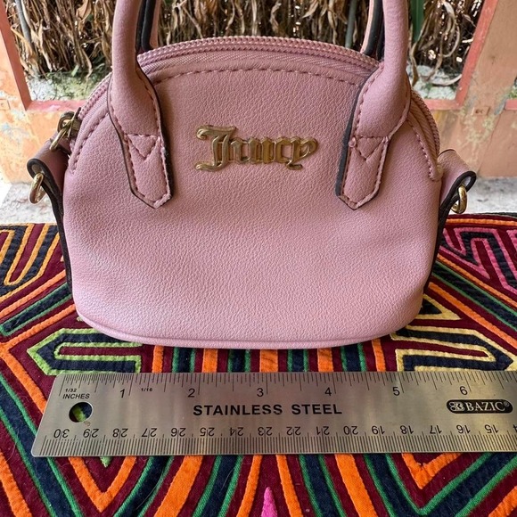 Juicy Couture Mini Pink Crossbody Bag Small Satchel Faux Leather Coquette Y2k - Picture 7 of 8